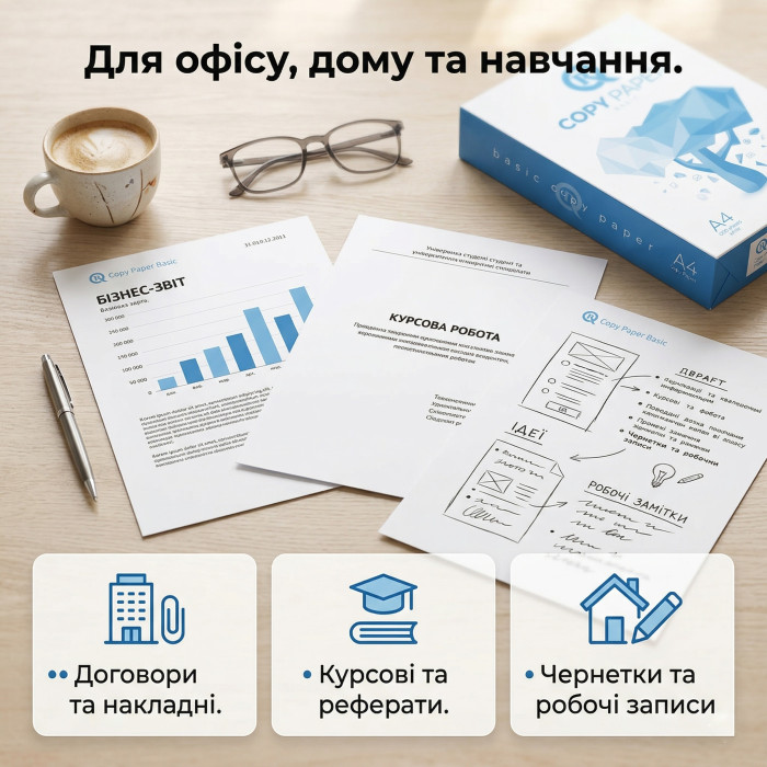 Папір офісний А4 80 г/м² 500 арк клас С BASIC COPY — купити InColor