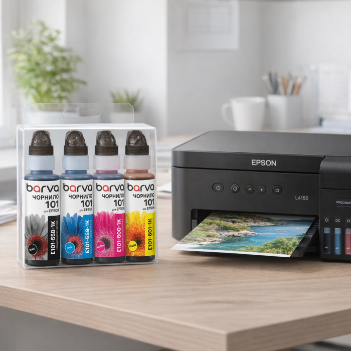 Комплект чорнил InColor для Epson WorkForce ST-2000 (4×100 мл) — пігментні BK/C/M/Y