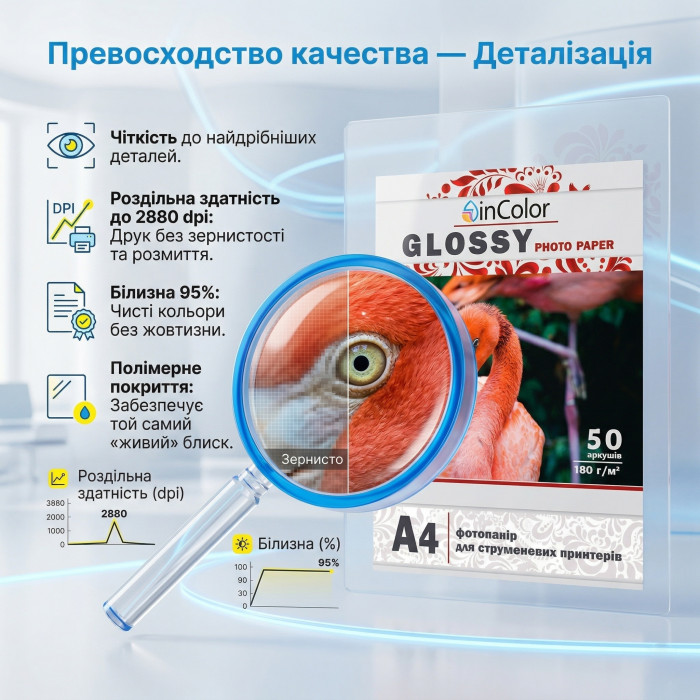 Фотопапір глянцевий 180 г/м² А4 50 арк InColor — купити онлайн