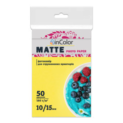 Фотопапір матовий 180 г/м2, 10x15, 50 арк InColor