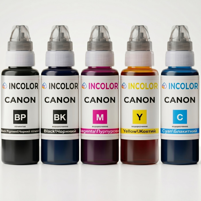 Чорнила InColor для фотодруку на Canon 100 мл (5 кольорів) — BK/C/M/Y/GY