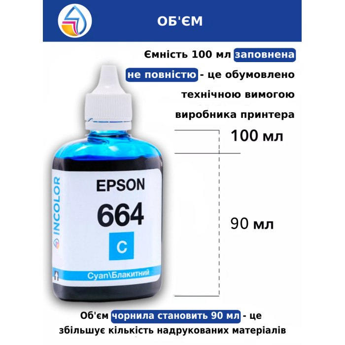 Набір чорнил InColor для Epson (4×90 мл) — водорозчинні BK/C/M/Y